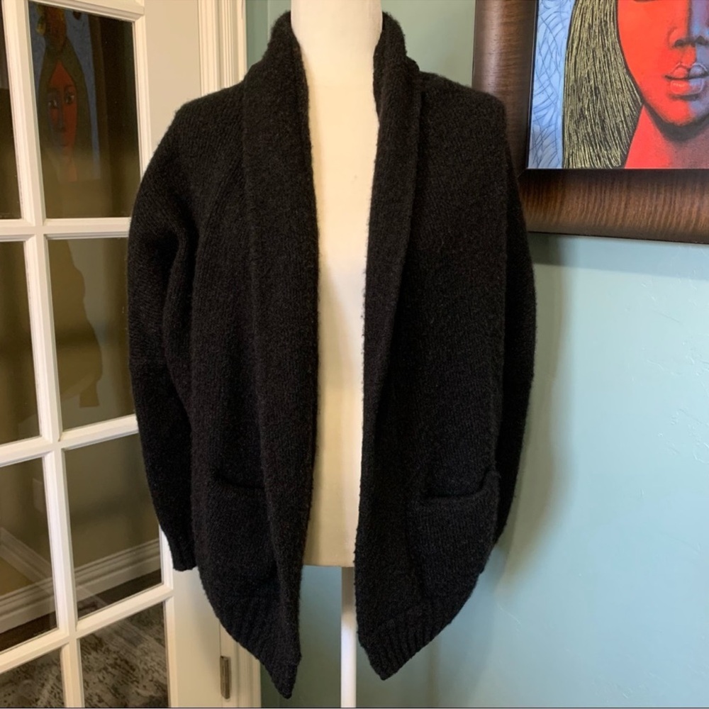 VINCE. Yak Wool Blend Black Open Cardigan Sweater